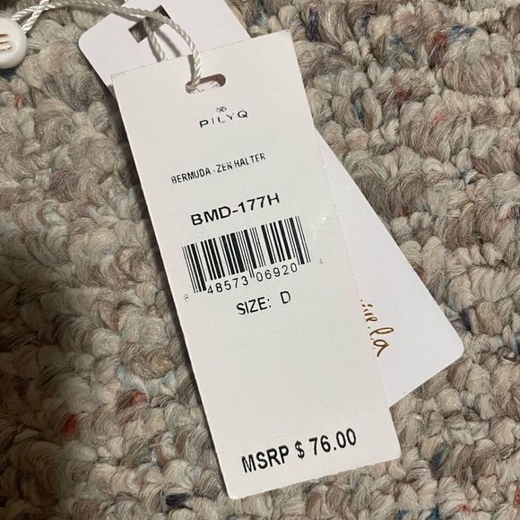 NWT PILYQ Bermuda Zen Halter Palm Swim Top- Size D Cup - Picture 4 of 7